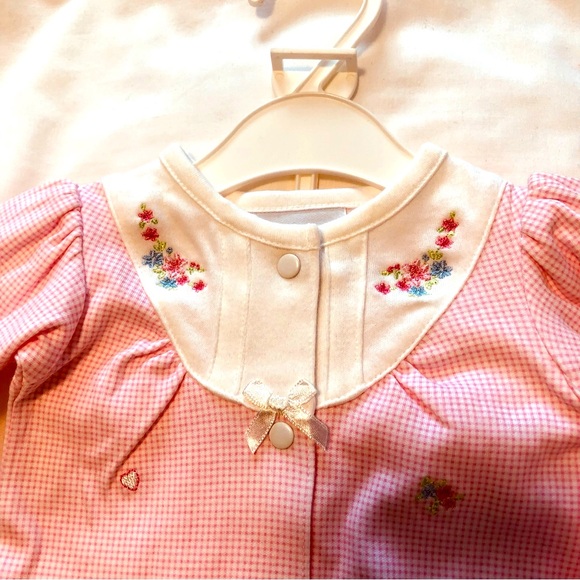 Tapioca 3 Piece Preemie Pink Gingham Sleeper Bonnet & Receiving Blanket Vintage - Picture 2 of 9